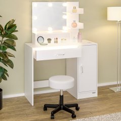 Tavolo da trucco Jocelyn con LED e sedia 140 × 90 × 40 cm