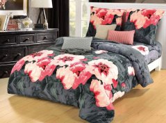 Šedé posteľné obliečky s motívom kvetov