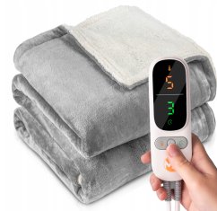Coperta elettrica riscaldante 180 x 160 cm - grigio