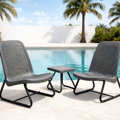 Zahradní nábytek na balkon šedý - sada 2 židlí + stůl