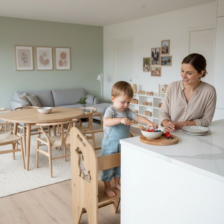 Gyermek konyhai segédeszköz - biztonságos tanulótorony állítható magassággal