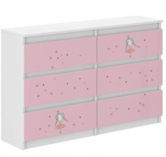 Rosa Kinderkommode mit Ballerina-Motiv, 77 x 30 x 140 cm
