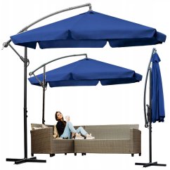 Modrý záhradný slnečník so stojanom