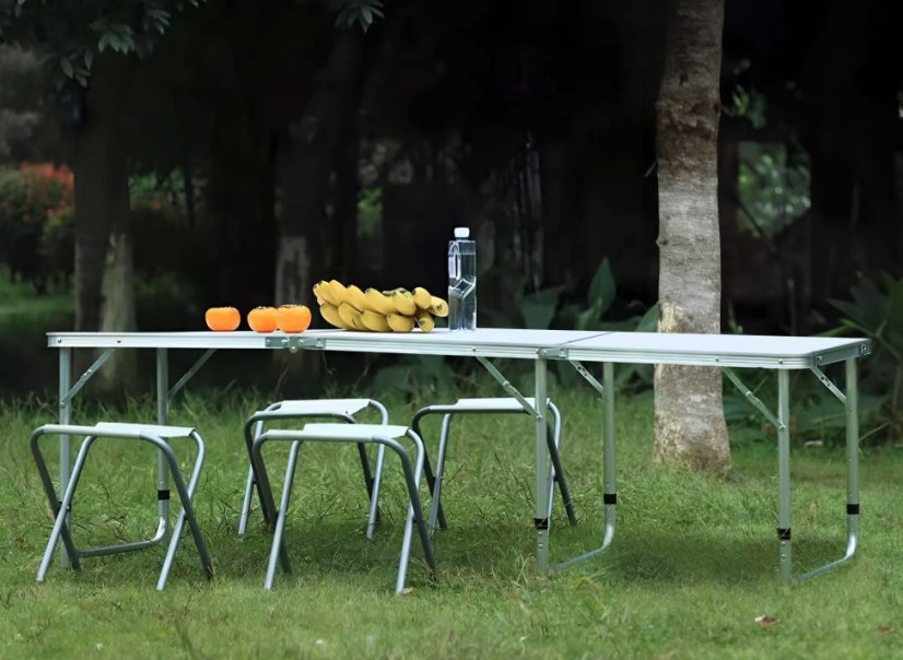 Összecsukható vendéglátóasztal 180 x 60 cm fehér 3-részes