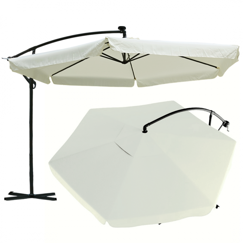 Parasol de grădină 3,5 m cu lumină solară LED - crem, UV50+