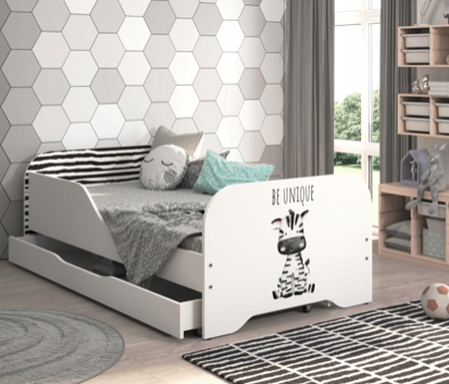 Kinderbett MIKI 160 x 80 cm mit Zebramotiv