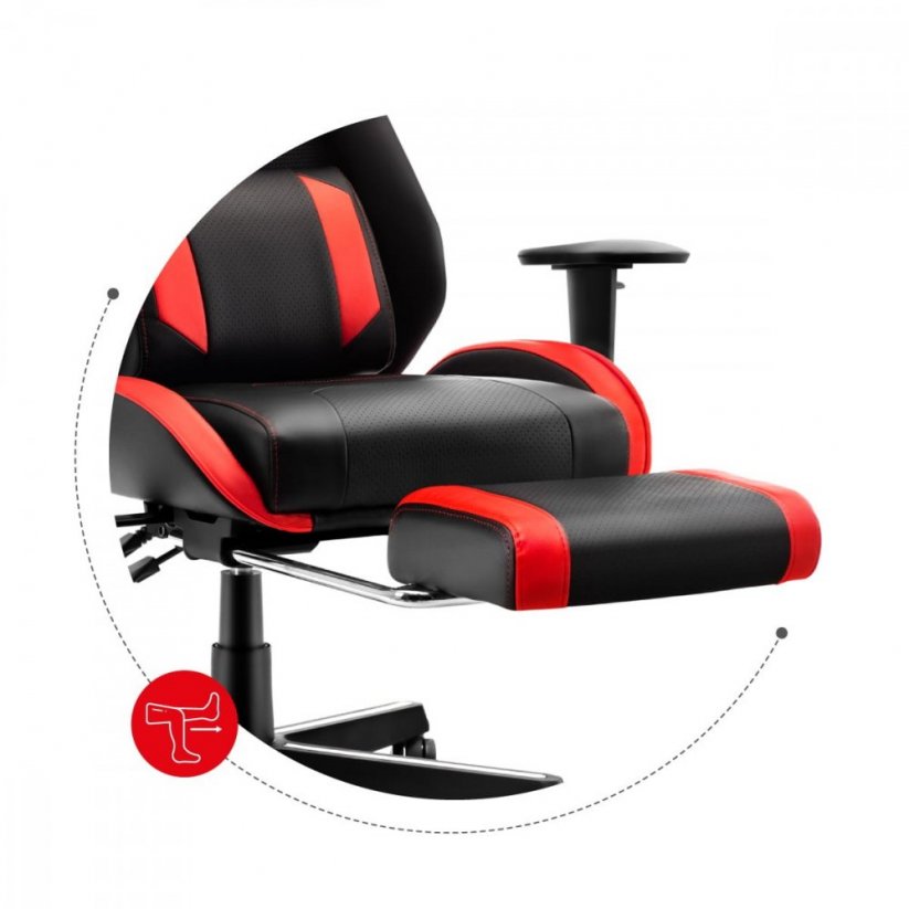 Comoda sedia da gioco COMBAT 6.0 in combinazione di colori nero-rosso