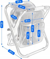Skládací turistická židle s batohem - černá