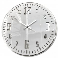Бял стенен часовник в ретро стил със сребрист циферблат