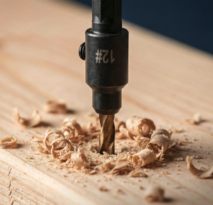 Комплект от 4 свредла за дърво за предварително пробиване и потапяне на винтове