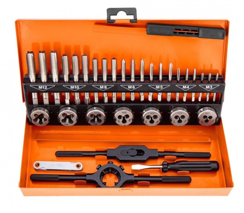 Szerszámok és csapok M3-M12, 32 darabos HSS készlet tokban 12-915 NEO