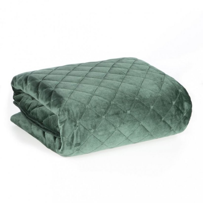 Luxusní zelený přehoz na postel s jemným prošíváním