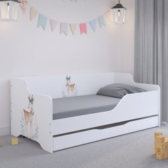 LILU Fehér gyerekágy háttámlával 160 x 80 cm - Őzikés