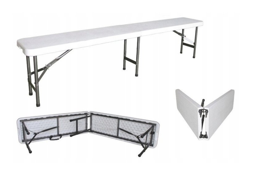 2 kusy cateringových skládacích laviček v bílé barvě 180 cm