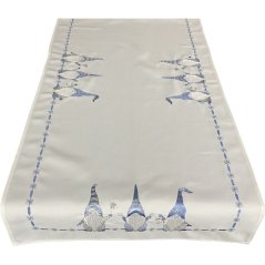 Șal de Crăciun cu broderie albastră de elfi