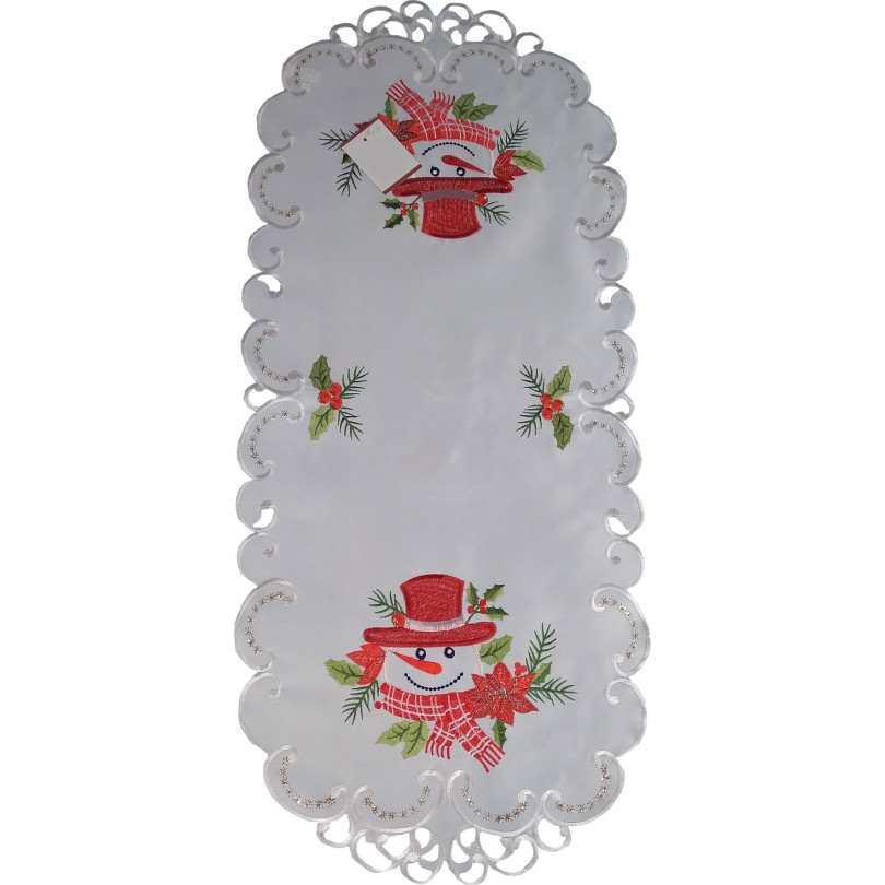 Stola gri de Crăciun cu broderie de om de zăpadă