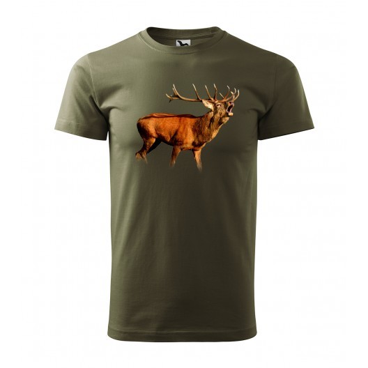 Originálne pánske bavlnené tričko pre vášnivého poľovníka - Farba: Military, Veľkosť: XS