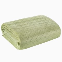 Zamatový prešívaný prehoz LUIZ svetlo zelenej farby