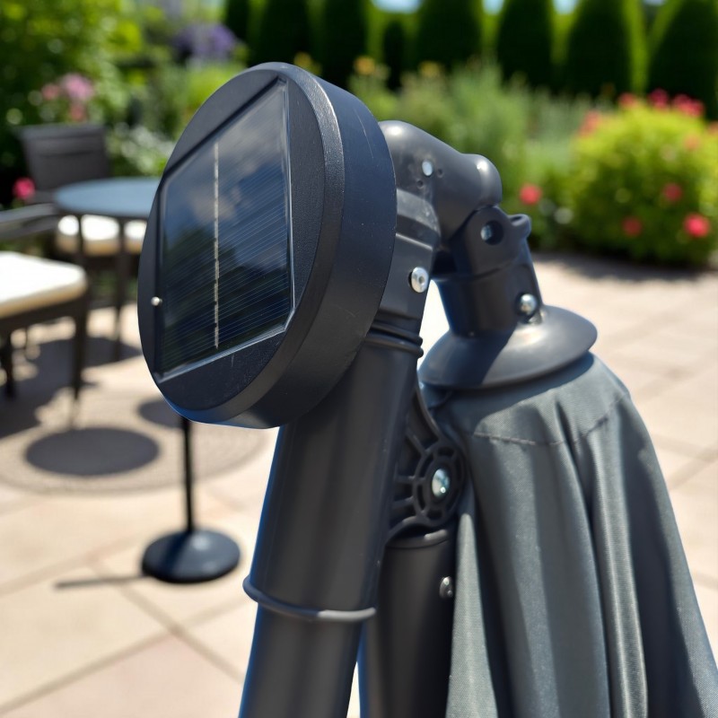 Parasol de grădină 3,5 m cu lumină solară LED - crem, UV50+