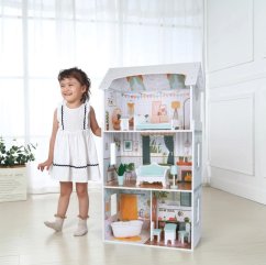 Drevený domček pre bábiky ALICE – 3 poschodia + nábytok