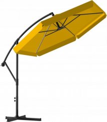 Жълт градински чадър със стойка