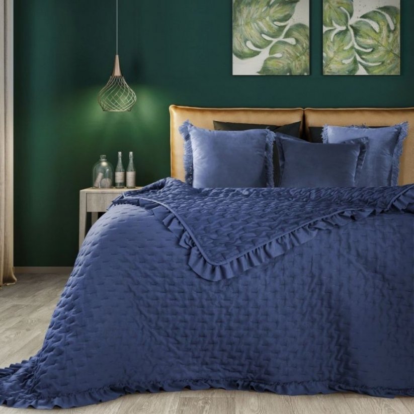 Stílusos ágytakaró kék színben