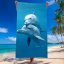 Plážová modrá osuška s delfínmi