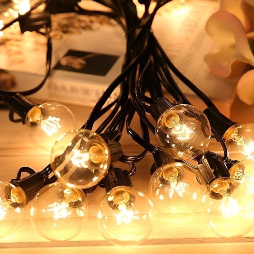 Vrvica vrtnih LED luči 15 m - 20 okrasnih žarnic G40, topla bela svetloba, IP44