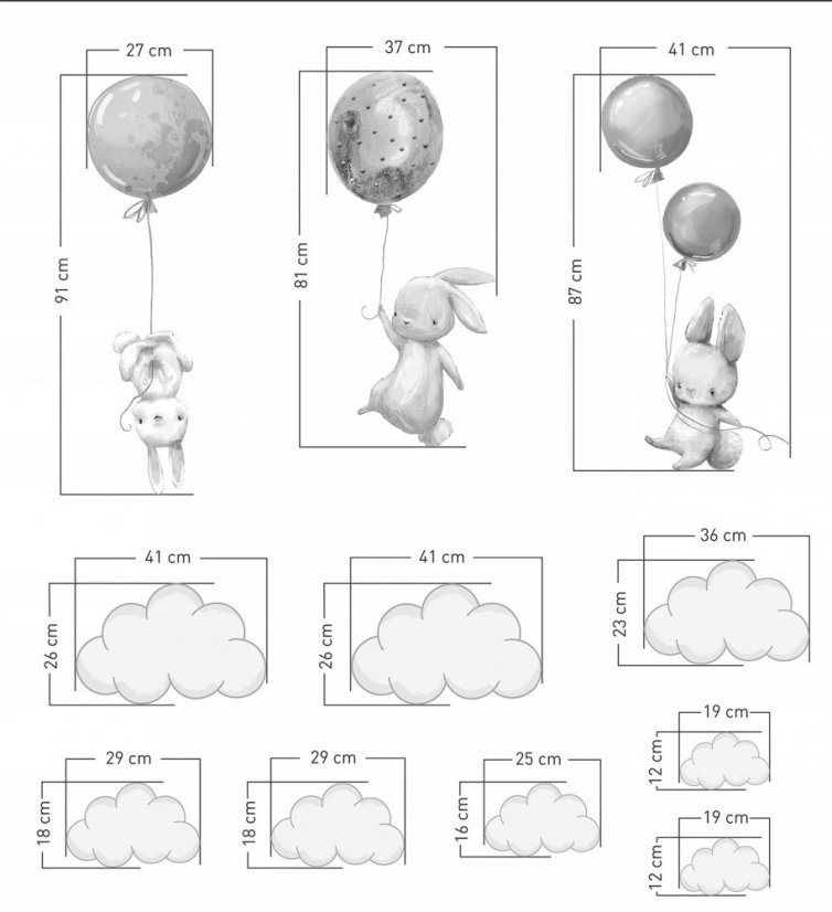 Vidám nyuszik kislány falmatricák XXXXL