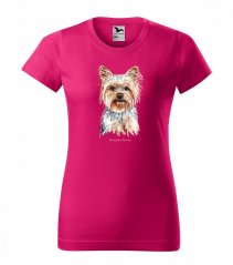 Damen-T-Shirt aus Baumwolle mit Yorkshire-Terrier-Hundeaufdruck