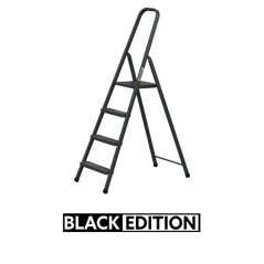 Черна стоманена стълба с капацитет 125 кг и 4 стъпала