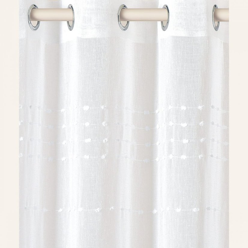 Kvalitná biela záclona  Marisa  so striebornými priechodkami 140 x 280 cm