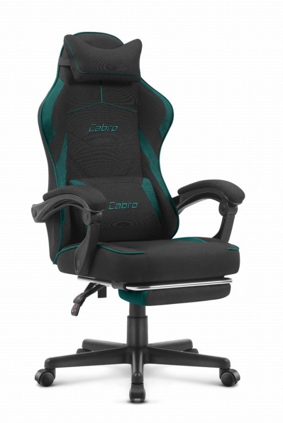 CABRO C502 gejmerska stolica od tkanine s osloncem za noge, do 150 kg, crna i zelena