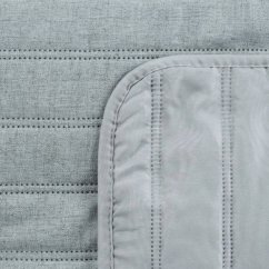 Gesteppte Tagesdecke mit Leinenstruktur - metallicblau