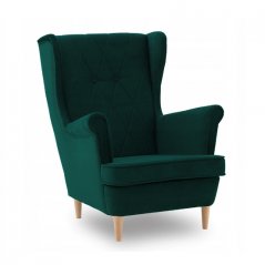 Skandináv füles fotel - smaragdzöld  