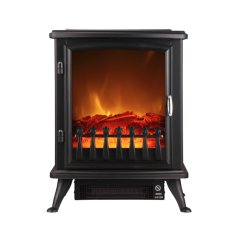 Caminetto elettrico nero freestanding con effetto fiamma - 900/1800 W