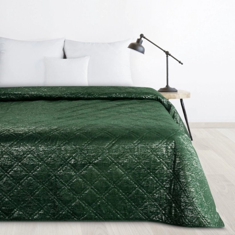 Cuvertură de pat din catifea de lux cu imprimeu argintiu - verde - Dimensiunea cuverturii de pat: Lățime: 170 cm | Lungime: 210 cm