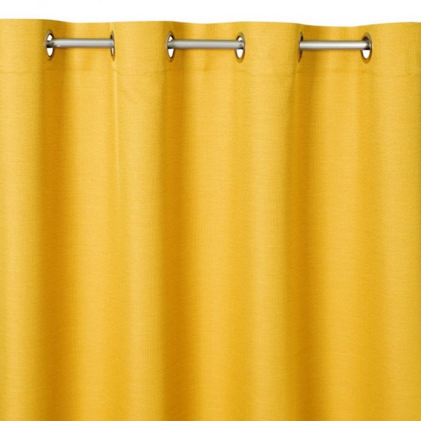 Rumena zatemnitvena zavesa z obešanjem na kovinske obroče