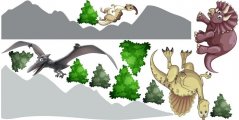 Otroška stenska nalepka - dinozavri v naravi