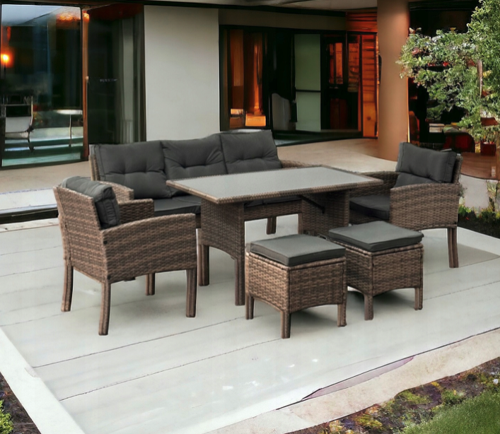 Veľká ratanová súprava v štýlovej hnedej farbe