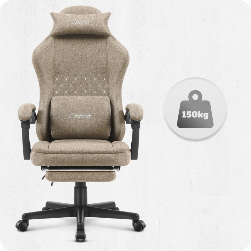 CABRO C503 dizajnerska gamerska stolica s osloncem za noge, do 150 kg, bež