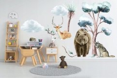 Detská nálepka na stenu zvieratá v prírode 80 x 160 cm  