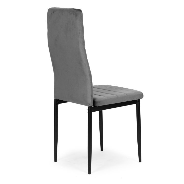 Komplet 4 elegantnih žametnih stolov v sivi barvi