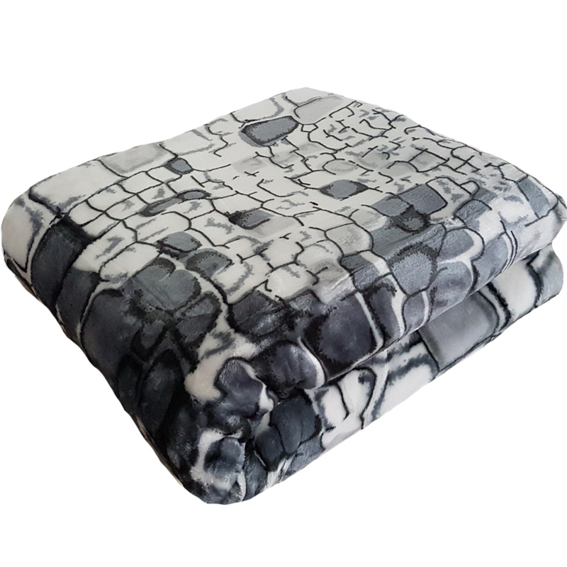 Pătură acrilică de lux culoarea gri, cu model pietre
