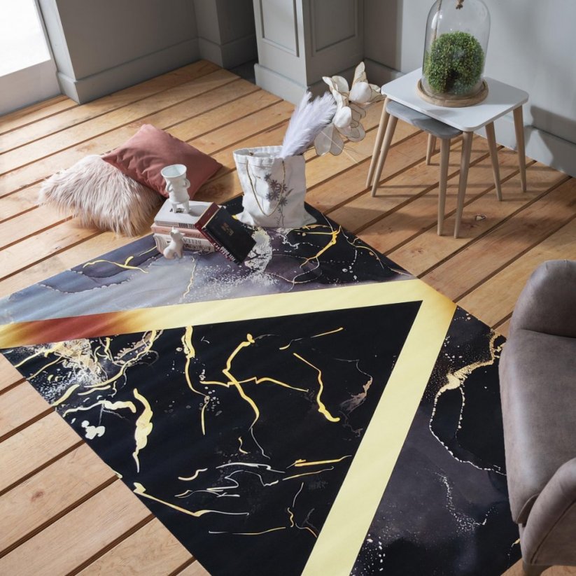 Luxusný čierny koberec so zlatým vzorom - Rozmer koberca: Šírka: 60 cm | Dĺžka: 100 cm