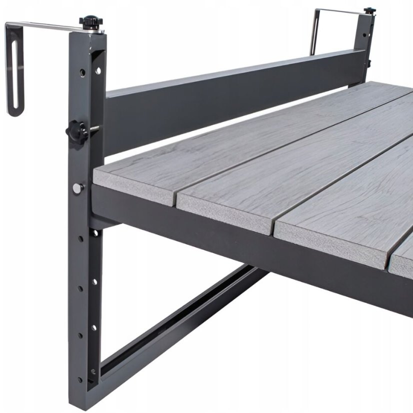 Závěsný balkonový stůl k zábradlí 80 x 40 cm - skládací, nastavitelný