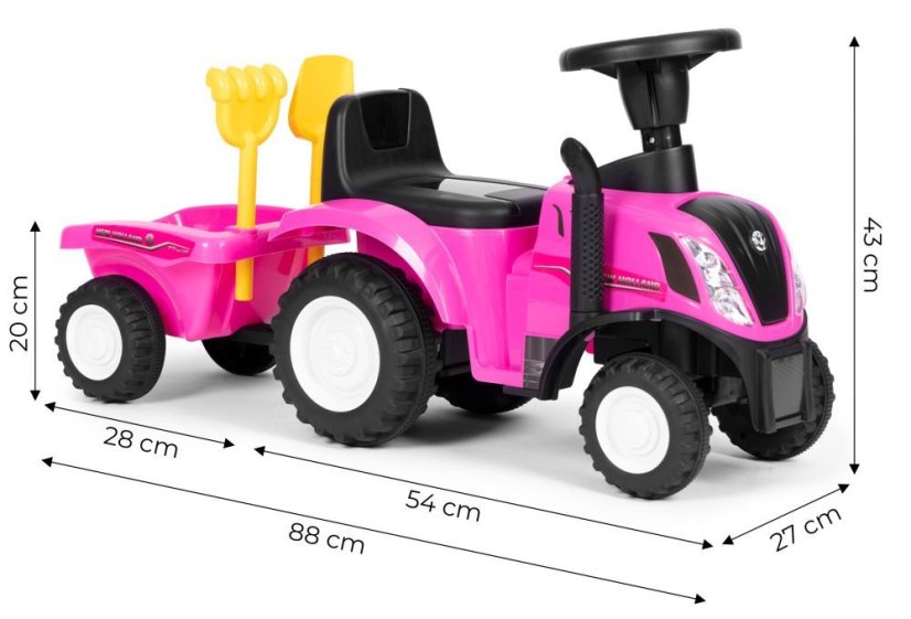 Kék traktor NEW HOLLAND mellékvágányokkal és szerszámokkal
