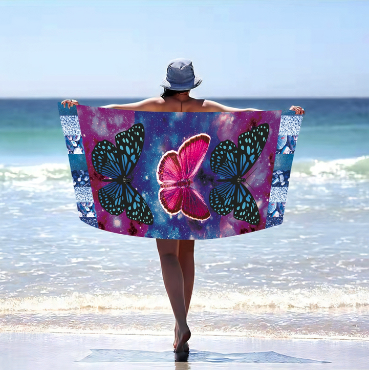 Плажна кърпа с пеперуди - Размер: Широчина: 100 см | Дължина: 180 см