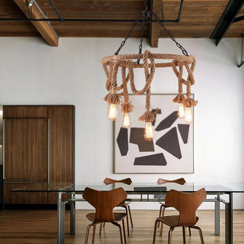 Závesné stropné svietidlo v rustikálnom štýle 60 cm