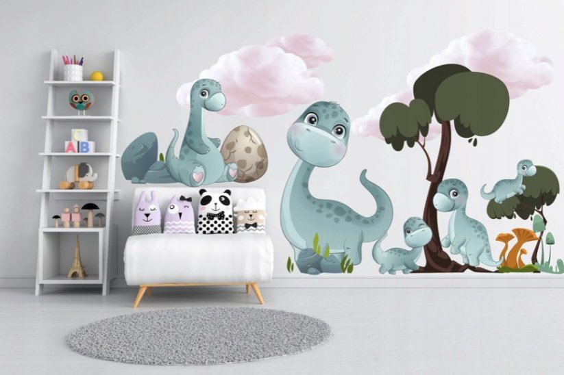Adesivo murale con dinosauri - Misure: 100 x 200 cm